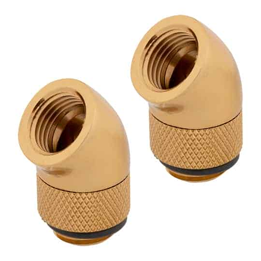 (image for) Corsair Hydro X XF Gold Brass G1/4\" 45° Rotary Adapter Fitting - Twin Pack